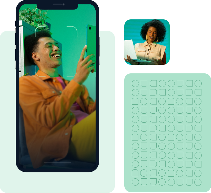 ilustração de um mockup com imagens de pessoas